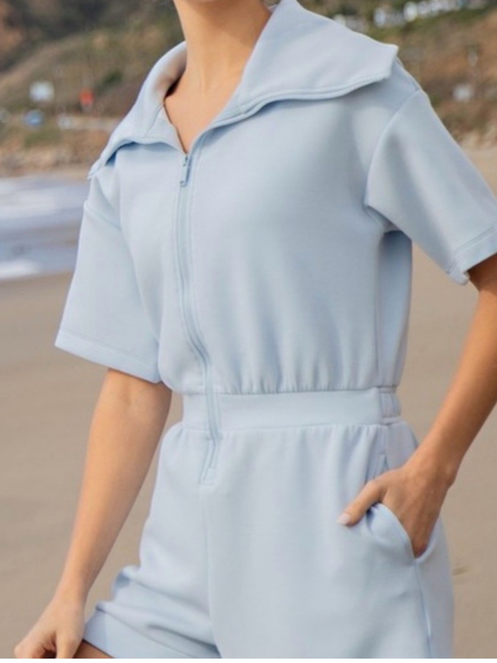 Light Pink Short-Sleeve Romper Jacket